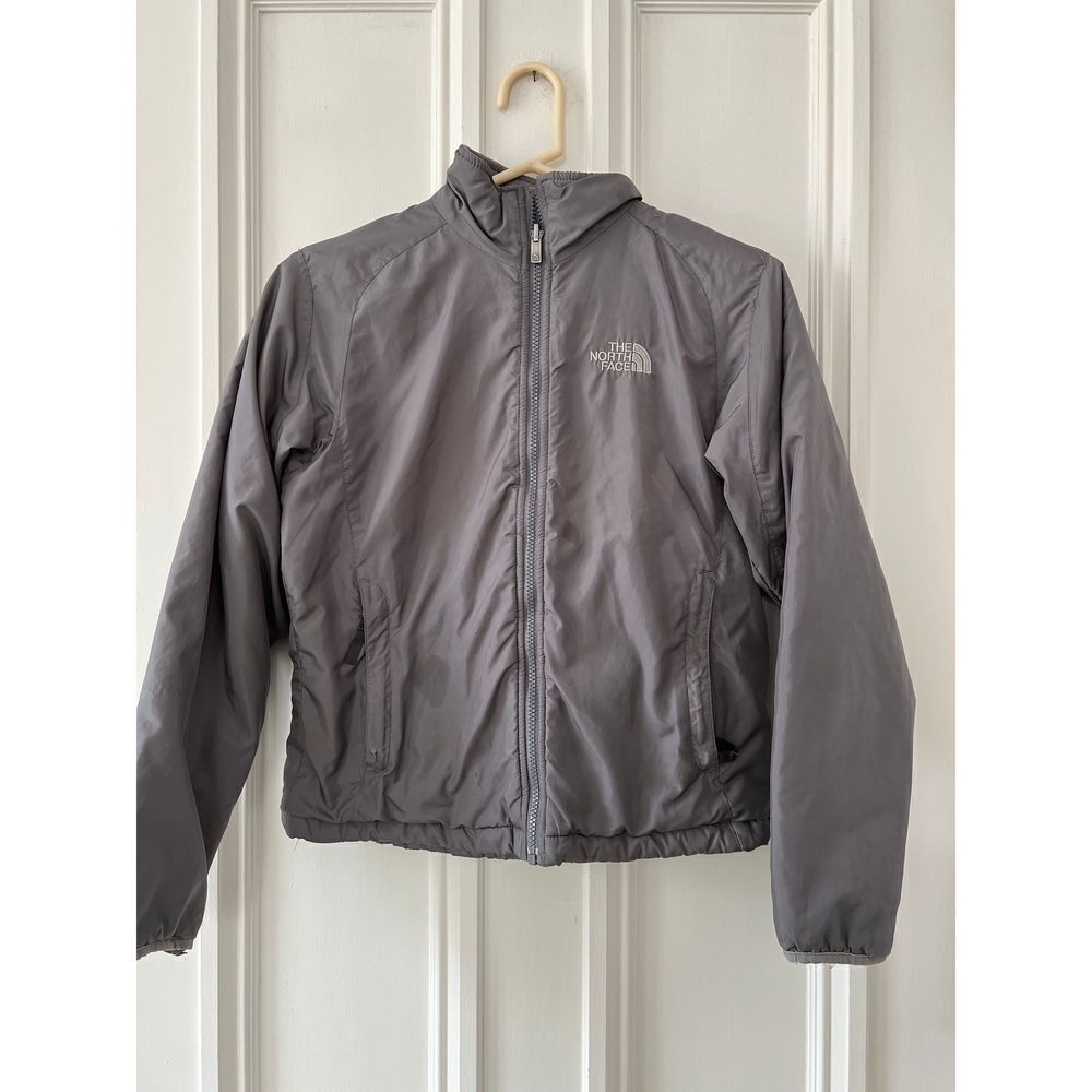 North face women’s gray mid weight fleece lined nylon jacket XS